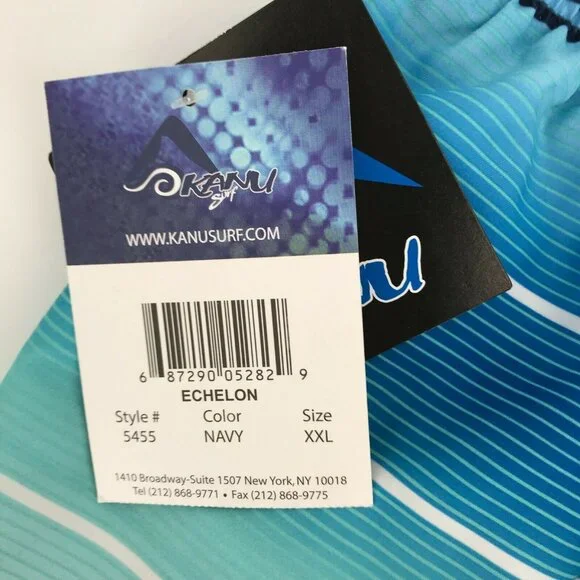 Kanu Surf Mens Echelon Blue Striped Sun Protection Quick Dry Board Shorts XXL - Picture 4 of 7